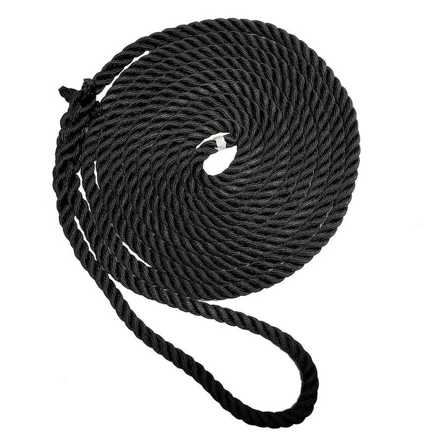 New England Ropes 1/2" Premium 3-Strand Dock Line - Black - 25 [C6054-16-00025] - Besafe1st