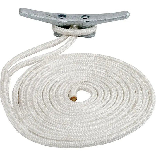 Sea-Dog Double Braided Nylon Dock Line - 3/8" x 10 - White [302110010WH-1] - Besafe1st