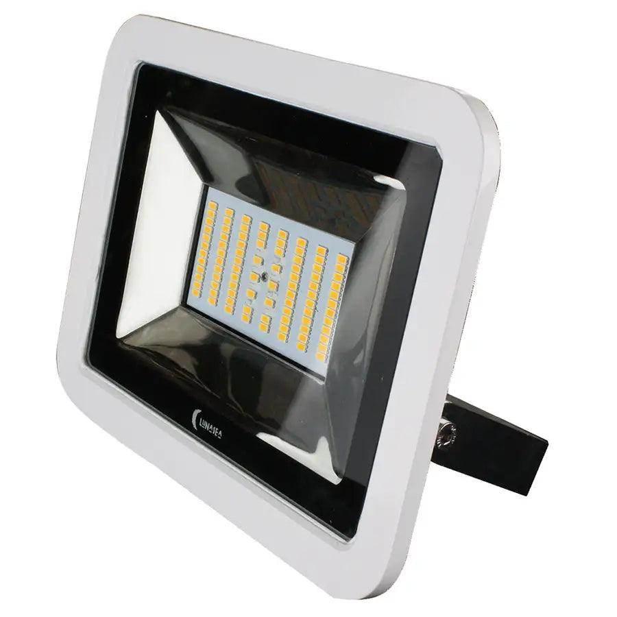 Lunasea 35W Slimline LED Floodlight, 120/240VAC Only, Cool White, 4500 Lumens, 3 Cord - White Housing [LLB-36MN-41-00] - Besafe1st