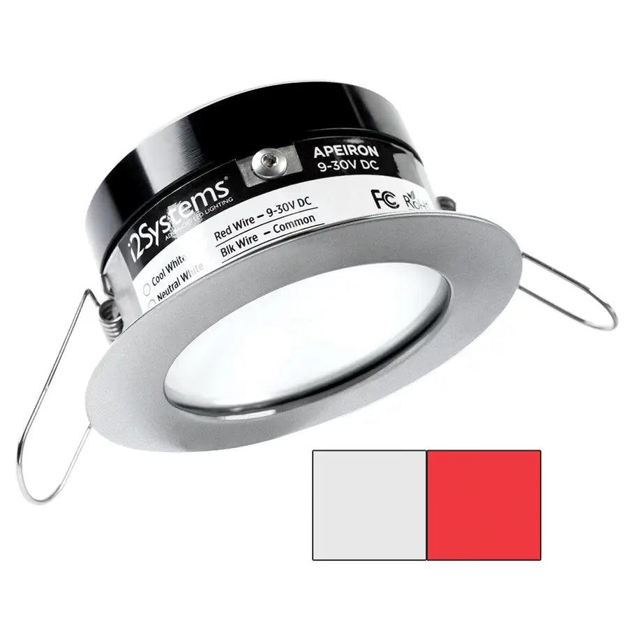 i2Systems Apeiron PRO A503 - 3W Spring Mount Light - Round - Cool White Red - Brushed Nickel Finish [A503-41AAG-H] - Besafe1st® 