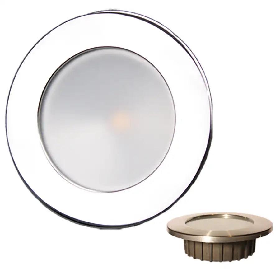 Lunasea ZERO EMI Recessed 3.5 LED Light - Warm White, Red w/Polished Stainless Steel Bezel - 12VDC [LLB-46WR-0A-SS] - Besafe1st® 