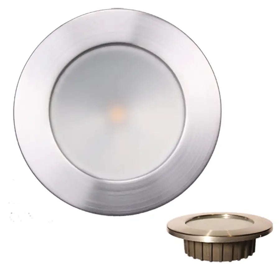 Lunasea ZERO EMI Recessed 3.5 LED Light - Warm White w/Brushed Stainless Steel Bezel - 12VDC [LLB-46WW-0A-BN] - Besafe1st®  