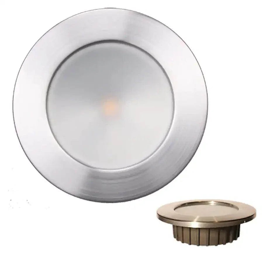Lunasea ZERO EMI Recessed 3.5 LED Light - Warm White, Red w/Brushed Stainless Steel Bezel - 12VDC [LLB-46WR-0A-BN] - Besafe1st