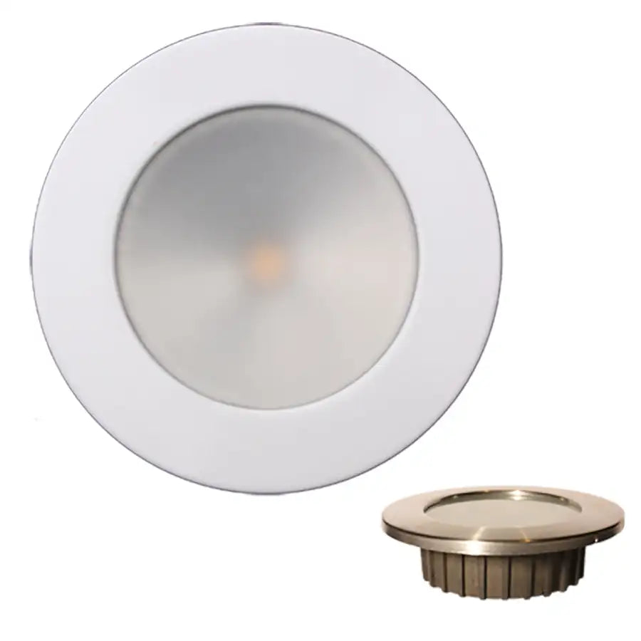 Lunasea ZERO EMI Recessed 3.5 LED Light - Warm White, Red w/White Stainless Steel Bezel - 12VDC [LLB-46WR-0A-WH] - Besafe1st®  