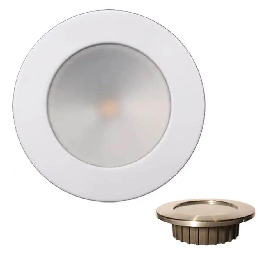 Lunasea Gen3 Warm White, RGBW Full Color 3.5 IP65 Recessed Light w/White Stainless Steel Bezel - 12VDC [LLB-46RG-3A-WH] - Besafe1st
