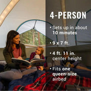 Coleman One Source Rechargeable 4-Person Camping Dome Tent w/Airflow System LED Lighting [2000035457] - Besafe1st® 