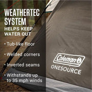 Coleman One Source Rechargeable 4-Person Camping Dome Tent w/Airflow System LED Lighting [2000035457] - Besafe1st® 