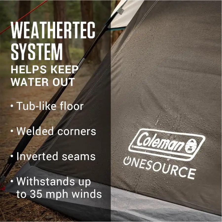 Coleman One Source Rechargeable 4-Person Camping Dome Tent w/Airflow System LED Lighting [2000035457] - Besafe1st® 