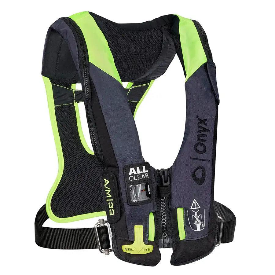 Onyx Impulse A/M 33 All Clear w/Harness Auto/Manual Inflatable Life Jacket - Grey [134300-701-004-21] - Besafe1st® 