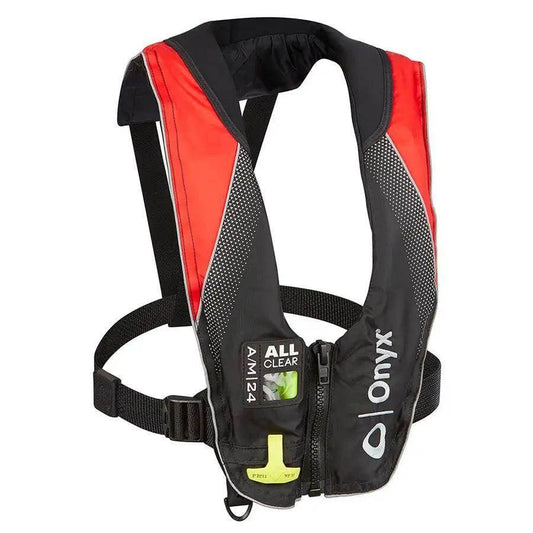 Onyx A/M-24 Series All Clear Automatic/Manual Inflatable Life Jacket - Black/Red - Adult [132200-100-004-20] - Besafe1st