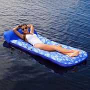 Aqua Leisure Supreme Oversized Controued Lounge Hibiscus Pineapple Royal Blue w/Docking Attachment [APL19977] - Besafe1st® 