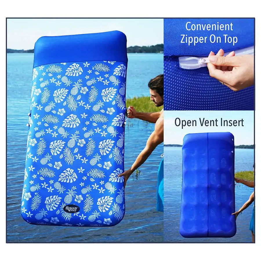 Aqua Leisure Supreme Oversized Controued Lounge Hibiscus Pineapple Royal Blue w/Docking Attachment [APL19977] - Besafe1st® 