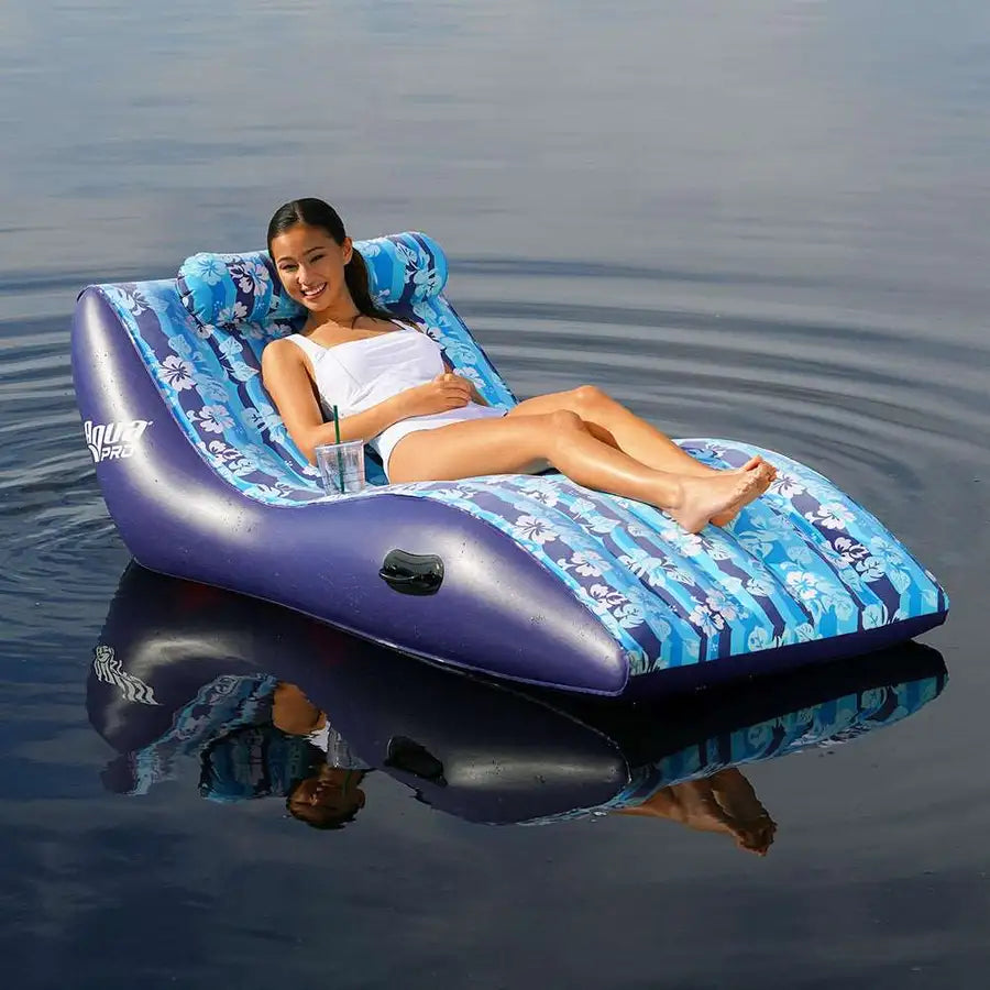 Aqua Leisure Ultra Cushioned Comfort Lounge Hawaiian Wave Print w/Adjustable Pillow [APL17014S2] - Premium Floats  Shop now 