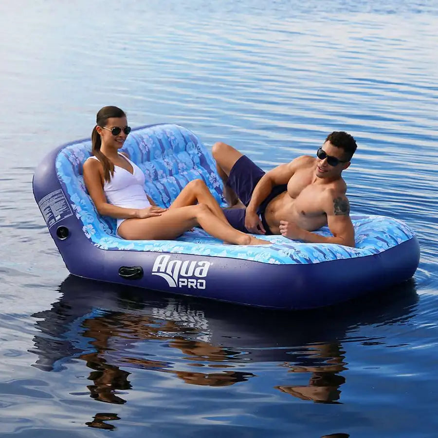 Aqua Leisure Ultra Cushioned Comfort Lounge Hawaiian Wave Print - 2-Person [APL17011S2] - Premium Floats  Shop now 