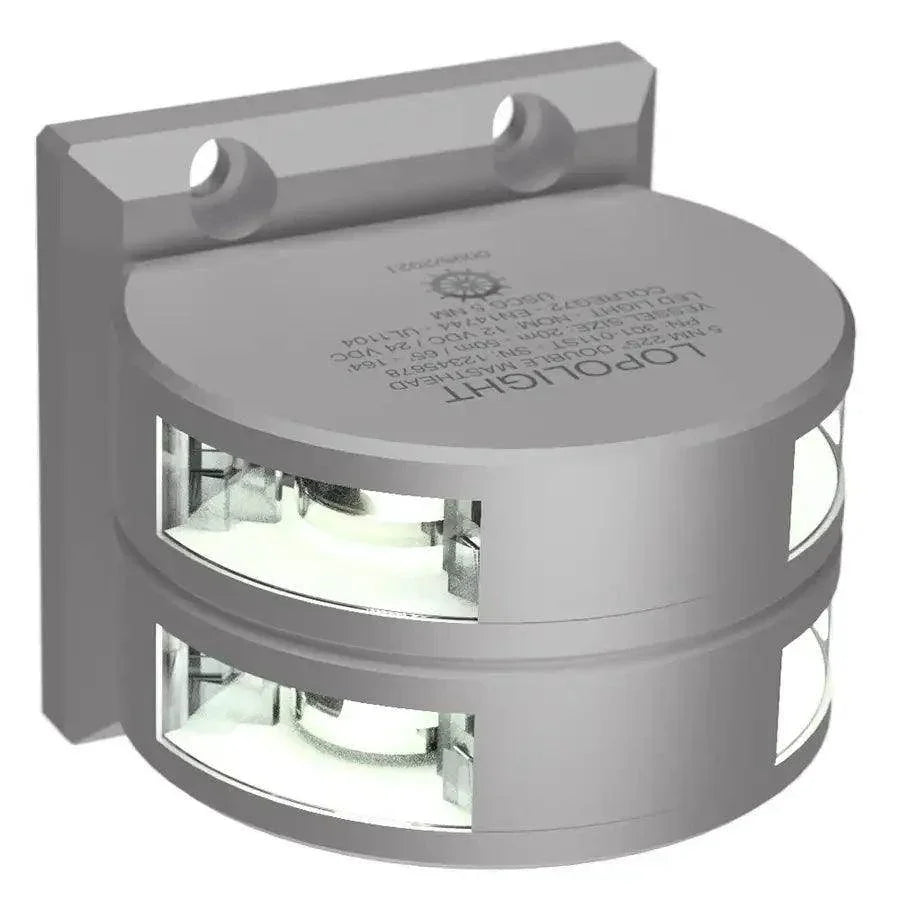 Lopolight Series 301-011 - Double Stacked Masthead Light - 5NM - Vertical Mount - White - Silver Housing [301-011ST] - Besafe1st