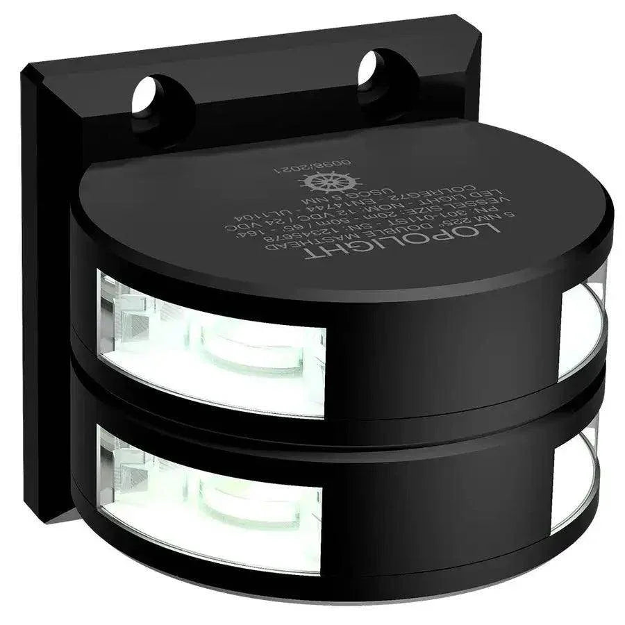 Lopolight Series 301-011 - Double Stacked Masthead Light - 5NM - Vertical Mount - White - Black Housing [301-011ST-B] - Besafe1st