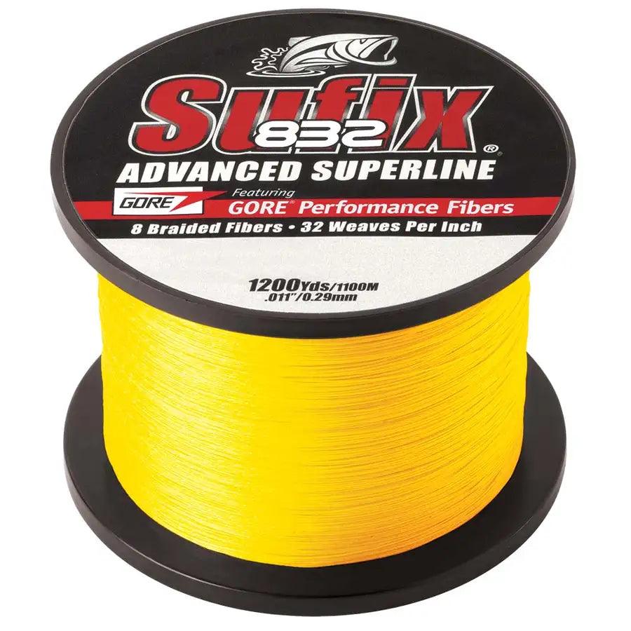 Sufix 832 Advanced Superline Braid - 10lb - Hi-Vis Yellow - 1200 yds [660-310Y] - Besafe1st® 