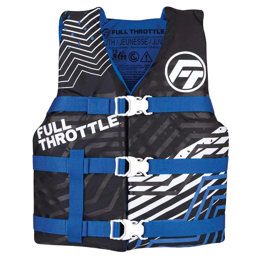 Full Throttle Youth Nylon Life Jacket - Blue/Black [112200-500-002-22] - Premium Life Vests  Shop now 