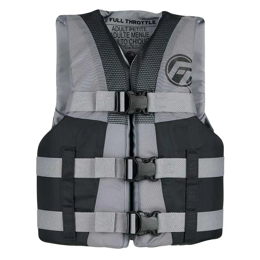 Full Throttle Teen Nylon Life Jacket - Grey/Black [112200-701-010-22] - Premium Life Vests  Shop now 