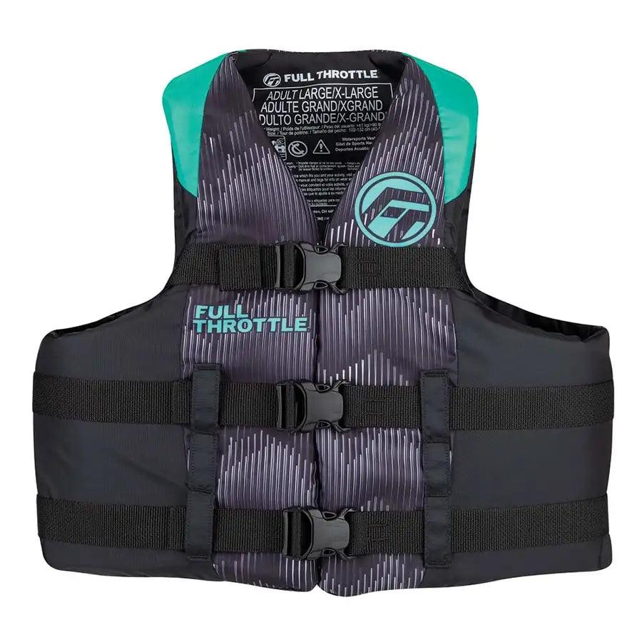 Full Throttle Adult Nylon Life Jacket - L/XL - Aqua/Black [112200-505-050-22] - Besafe1st® 