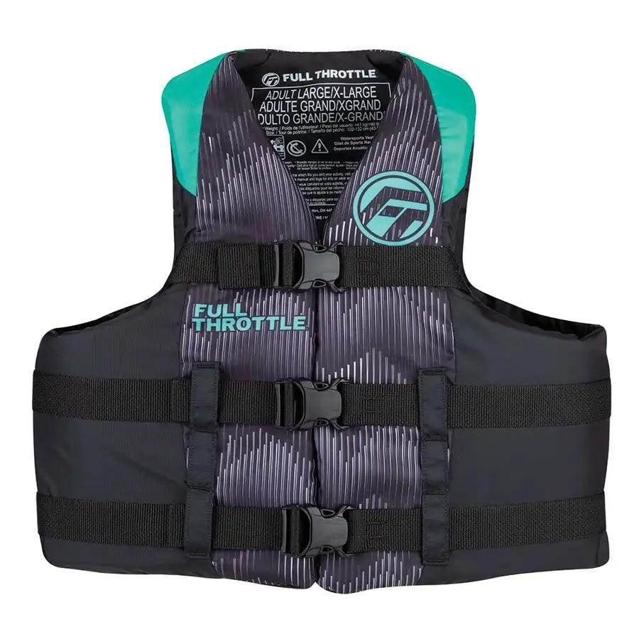 Full Throttle Adult Nylon Life Jacket - L/XL - Aqua/Black [112200-505-050-22] - Besafe1st