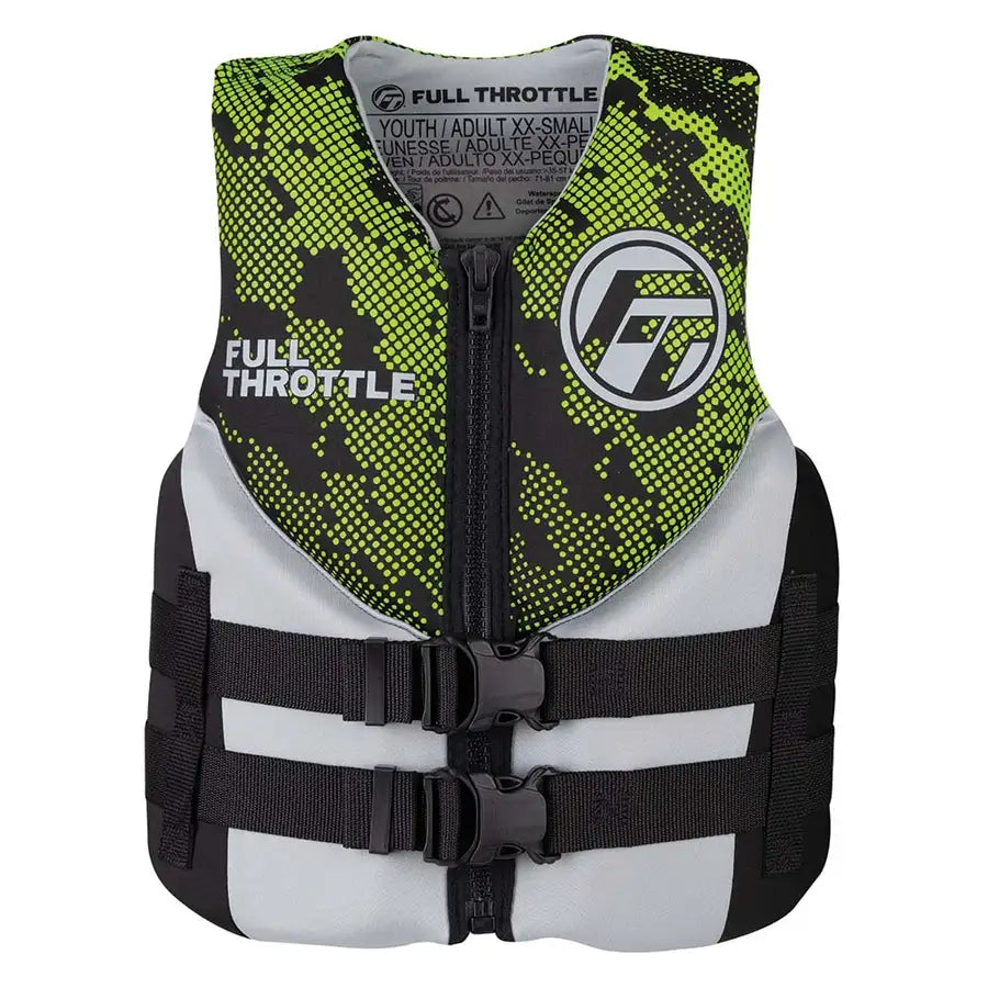 Full Throttle Junior Hinged Neoprene Life Jacket - Green [142400-400-009-22] - Premium Life Vests  Shop now 