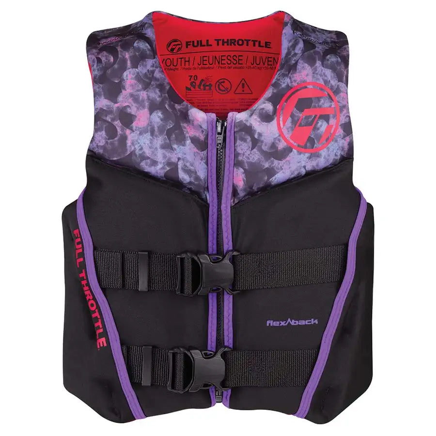 Full Throttle Youth Rapid-Dry Flex-Back Life Jacket - Pink/Black [142500-105-002-22] - Besafe1st®  