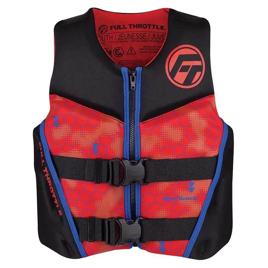 Full Throttle Youth Rapid-Dry Flex-Back Life Jacket - Red/Black [142500-100-002-22] - Besafe1st