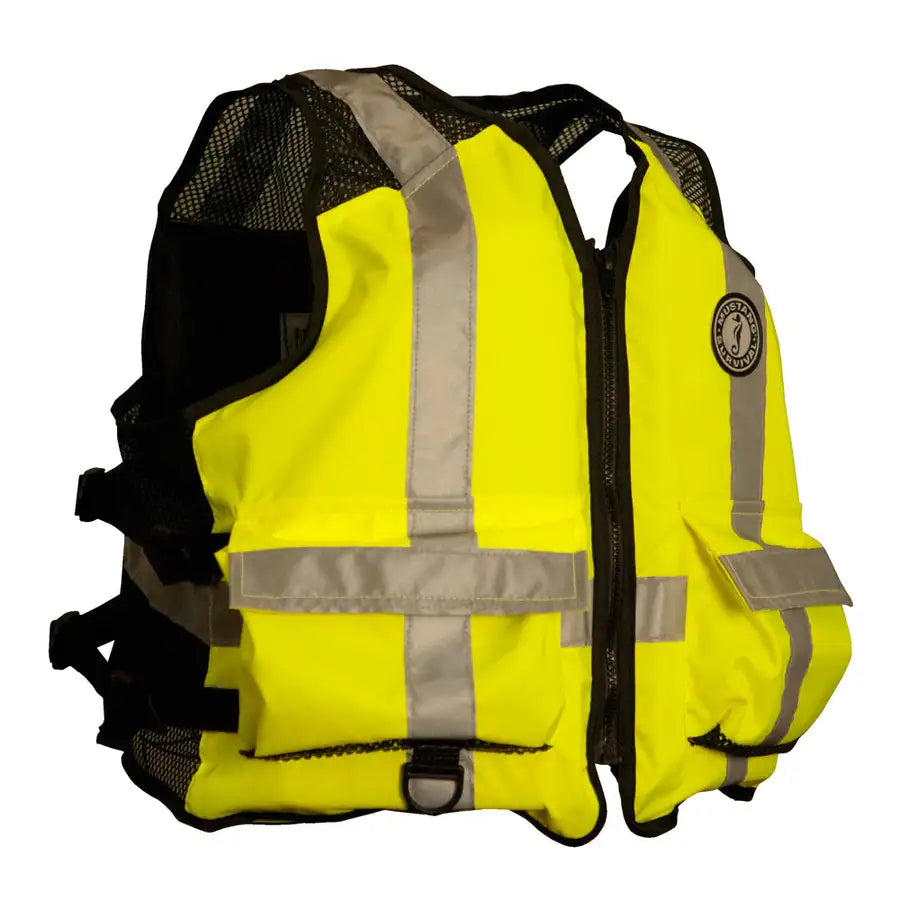 Mustang High Visibility Industrial Mesh Vest - Fluorescent Yellow/Green/Black - XL/Large [MV1254T3-239-L/XL-216] - Besafe1st® 