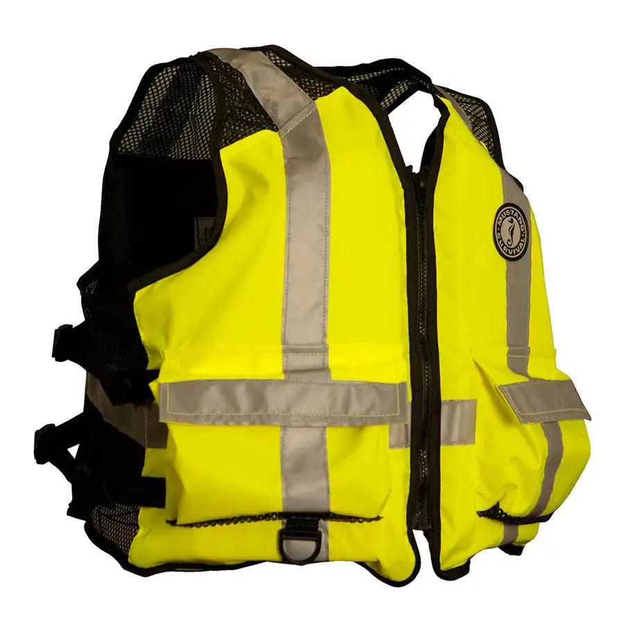 Mustang High Visibility Industrial Mesh Vest - Fluorescent Yellow/Green/Black - 4XL/5XL [MV1254T3-239-4XL/5XL-216] - Besafe1st