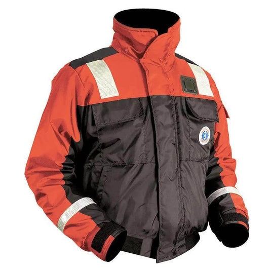 Mustang Classic Flotation Bomber Jacket w/Reflective Tape - Orange/Black - XL [MJ6214T1-33-XL-206] - Besafe1st