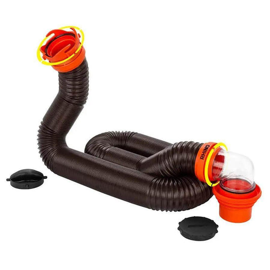 Camco RhinoFLEX 15 Sewer Hose Kit w/4 In 1 Elbow Caps [39761] - Besafe1st