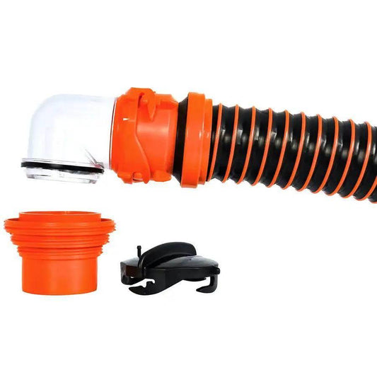 Camco RhinoEXTREME 15 Sewer Hose Kit w/ Swivel Fitting 4 In 1 Elbow Caps [39859] - Besafe1st