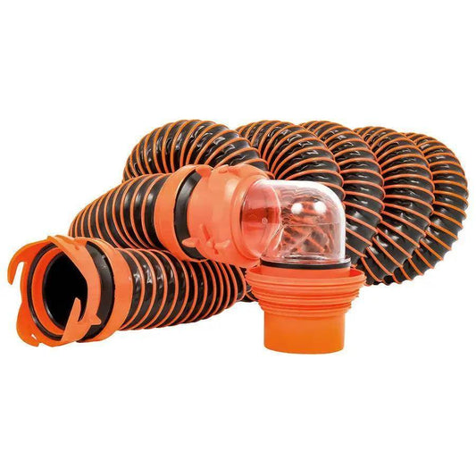Camco RhinoEXTREME 15 Sewer Hose Kit w/ Swivel Fitting 4 In 1 Elbow Caps [39859] - Besafe1st