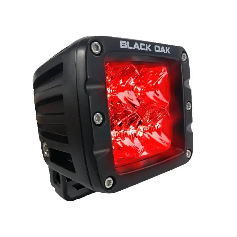 Black Oak 2" Red LED Predator Hunting Pod Light - Flood Optics - Black Housing - Pro Series 3.0 [2R-POD3OS] Black Oak LED