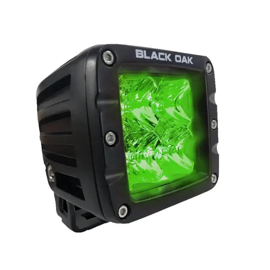 Black Oak 2" Green LED Hog Hunting Pod Light - Flood Optics - Black Housing - Pro Series 3.0 [2G-POD3OS] Black Oak LED