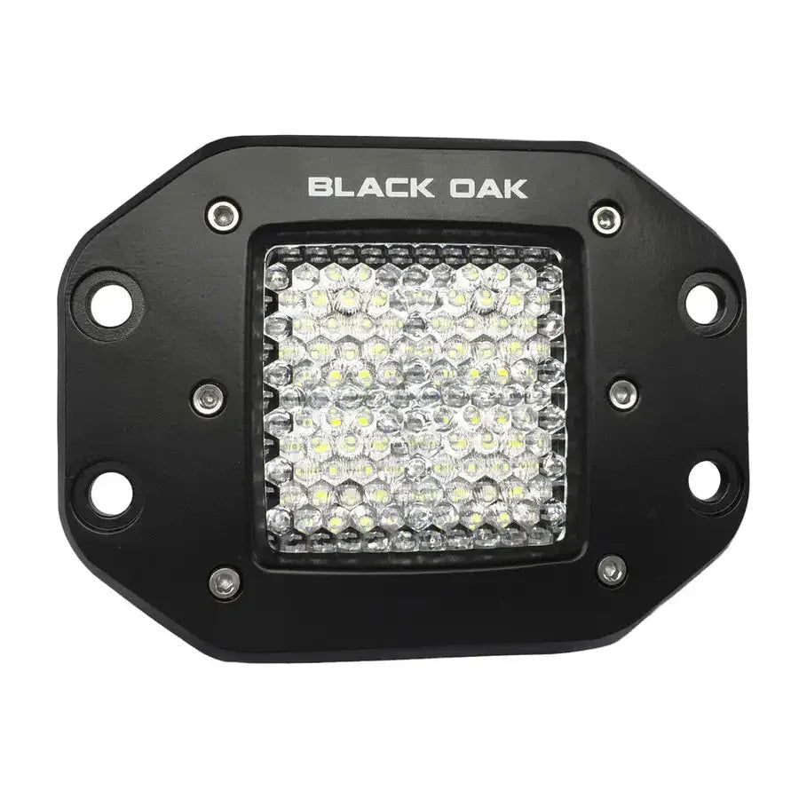 Black Oak 2" Flush Mount LED Pod Light - Diffused Optics - Black Housing - Pro Series 3.0 [2D-FPOD10CR] Black Oak LED