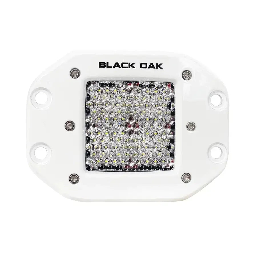 Black Oak 2" Marine Flush Mount LED Pod Light - Diffused Optics - White Housing - Pro Series 3.0 [2DM-FPOD10CR] - Besafe1st