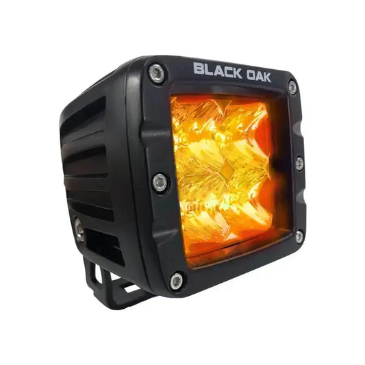 Black Oak 2" Amber LED Pod Light - Flood Optics - Black Housing - Pro Series 3.0 [2A-POD30S] - Besafe1st