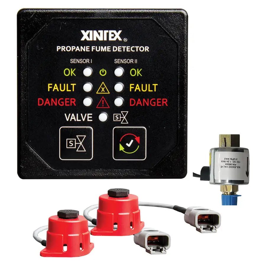 Fireboy-Xintex Propane Fume Detector, 2 Channel, 2 Sensors, Solenoid Valve  Control  20 Cable - 24V DC [P-2BS-24-R] - Besafe1st® 
