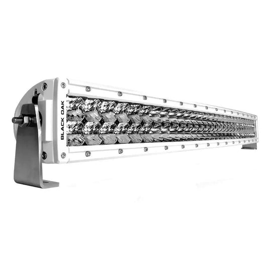 Black Oak 30" Marine Curved Double Row LED Light Bar - Spot Optics - White Housing - Pro Series 3.0 [30SCM-D5OS] - Besafe1st